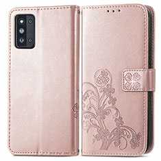 Custodia Portafoglio In Pelle Fiori Cover con Supporto per Samsung Galaxy F52 5G Rosa