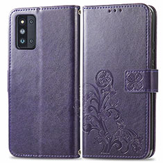 Custodia Portafoglio In Pelle Fiori Cover con Supporto per Samsung Galaxy F52 5G Viola