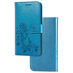 Custodia Portafoglio In Pelle Fiori Cover con Supporto per Samsung Galaxy M01 Core Blu