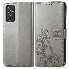 Custodia Portafoglio In Pelle Fiori Cover con Supporto per Samsung Galaxy M54 5G Grigio