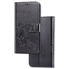 Custodia Portafoglio In Pelle Fiori Cover con Supporto per Sony Xperia 10 II Nero