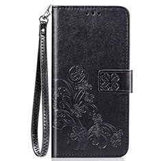 Custodia Portafoglio In Pelle Fiori Cover con Supporto per Sony Xperia 8 Lite Nero