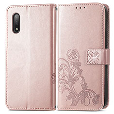 Custodia Portafoglio In Pelle Fiori Cover con Supporto per Sony Xperia Ace II SO-41B Rosa