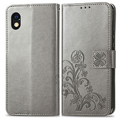 Custodia Portafoglio In Pelle Fiori Cover con Supporto per Sony Xperia Ace III Grigio