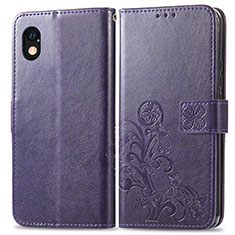 Custodia Portafoglio In Pelle Fiori Cover con Supporto per Sony Xperia Ace III SOG08 Viola