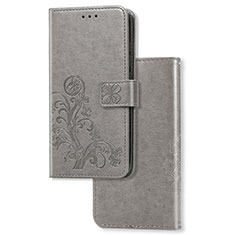 Custodia Portafoglio In Pelle Fiori Cover con Supporto per Sony Xperia L4 Grigio