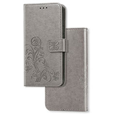 Custodia Portafoglio In Pelle Fiori Cover con Supporto per Vivo iQOO U3 5G Grigio