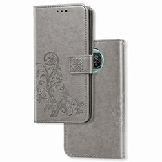 Custodia Portafoglio In Pelle Fiori Cover con Supporto per Xiaomi Mi 10i 5G Grigio