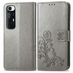 Custodia Portafoglio In Pelle Fiori Cover con Supporto per Xiaomi Mi 10S 5G Grigio