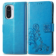Custodia Portafoglio In Pelle Fiori Cover con Supporto per Xiaomi Mi 11i 5G Blu