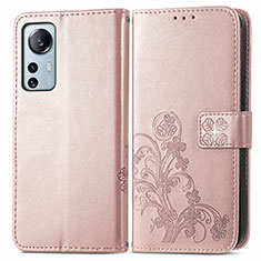 Custodia Portafoglio In Pelle Fiori Cover con Supporto per Xiaomi Mi 12S 5G Rosa