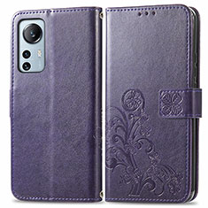 Custodia Portafoglio In Pelle Fiori Cover con Supporto per Xiaomi Mi 12S 5G Viola