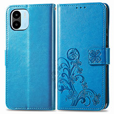 Custodia Portafoglio In Pelle Fiori Cover con Supporto per Xiaomi Poco C50 Blu