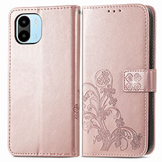 Custodia Portafoglio In Pelle Fiori Cover con Supporto per Xiaomi Poco C50 Rosa