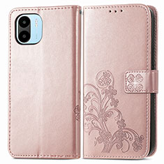 Custodia Portafoglio In Pelle Fiori Cover con Supporto per Xiaomi Poco C51 Rosa