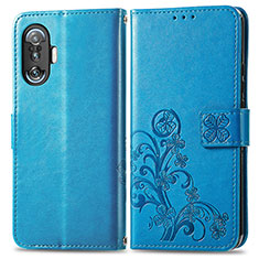 Custodia Portafoglio In Pelle Fiori Cover con Supporto per Xiaomi Redmi K40 Gaming 5G Blu