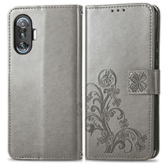 Custodia Portafoglio In Pelle Fiori Cover con Supporto per Xiaomi Redmi K40 Gaming 5G Grigio