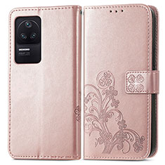 Custodia Portafoglio In Pelle Fiori Cover con Supporto per Xiaomi Redmi K40S 5G Rosa