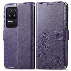 Custodia Portafoglio In Pelle Fiori Cover con Supporto per Xiaomi Redmi K40S 5G Viola