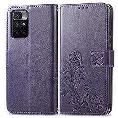 Custodia Portafoglio In Pelle Fiori Cover con Supporto per Xiaomi Redmi Note 11 4G (2021) Viola