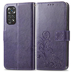 Custodia Portafoglio In Pelle Fiori Cover con Supporto per Xiaomi Redmi Note 11 Pro 4G Viola