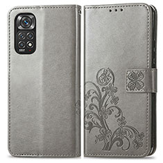 Custodia Portafoglio In Pelle Fiori Cover con Supporto per Xiaomi Redmi Note 12 Pro 4G Grigio