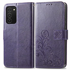 Custodia Portafoglio In Pelle Fiori Cover con Supporto S01D per Samsung Galaxy F02S SM-E025F Viola