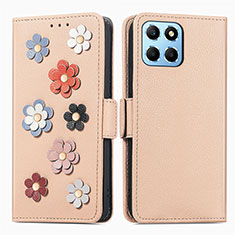 Custodia Portafoglio In Pelle Fiori Cover con Supporto S02D per Huawei Honor X6 5G Khaki