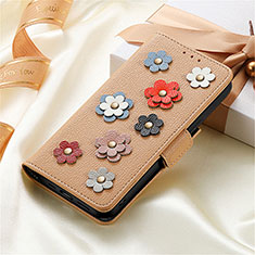 Custodia Portafoglio In Pelle Fiori Cover con Supporto S02D per Samsung Galaxy S22 Plus 5G Oro