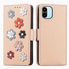 Custodia Portafoglio In Pelle Fiori Cover con Supporto S02D per Xiaomi Poco C51 Khaki