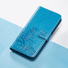 Custodia Portafoglio In Pelle Fiori Cover con Supporto S03D per Huawei Enjoy 50 Pro Blu