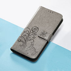 Custodia Portafoglio In Pelle Fiori Cover con Supporto S03D per Nokia XR21 Grigio