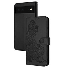 Custodia Portafoglio In Pelle Fiori Cover con Supporto Y01X per Google Pixel 6 5G Nero