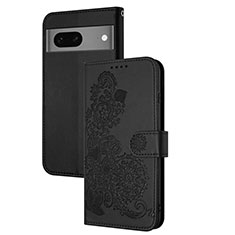 Custodia Portafoglio In Pelle Fiori Cover con Supporto Y01X per Google Pixel 7 5G Nero