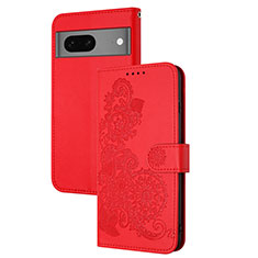 Custodia Portafoglio In Pelle Fiori Cover con Supporto Y01X per Google Pixel 7 5G Rosso