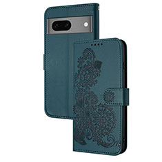 Custodia Portafoglio In Pelle Fiori Cover con Supporto Y01X per Google Pixel 7 5G Verde