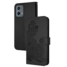 Custodia Portafoglio In Pelle Fiori Cover con Supporto Y01X per Motorola Moto G 5G (2023) Nero