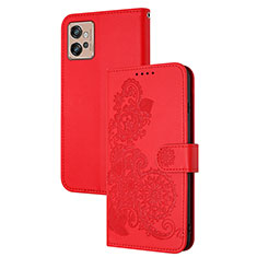 Custodia Portafoglio In Pelle Fiori Cover con Supporto Y01X per Motorola Moto G32 Rosso