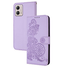 Custodia Portafoglio In Pelle Fiori Cover con Supporto Y01X per Motorola Moto G53 5G Viola