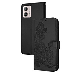 Custodia Portafoglio In Pelle Fiori Cover con Supporto Y01X per Motorola Moto G53y 5G Nero