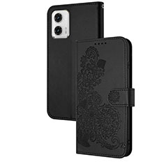 Custodia Portafoglio In Pelle Fiori Cover con Supporto Y01X per Motorola Moto G73 5G Nero