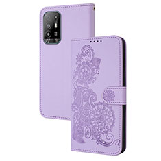 Custodia Portafoglio In Pelle Fiori Cover con Supporto Y01X per Oppo A94 5G Viola