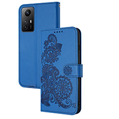 Custodia Portafoglio In Pelle Fiori Cover con Supporto Y01X per Xiaomi Redmi Note 12S Blu