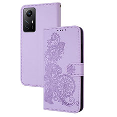 Custodia Portafoglio In Pelle Fiori Cover con Supporto Y01X per Xiaomi Redmi Note 12S Viola