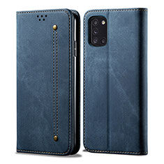 Custodia Portafoglio In stoffa con Supporto B01S per Samsung Galaxy A31 Blu
