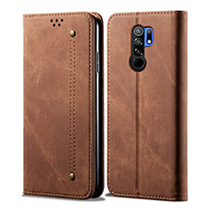 Custodia Portafoglio In stoffa con Supporto B01S per Xiaomi Redmi 9 Prime India Marrone