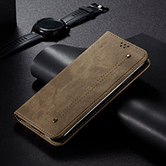Custodia Portafoglio In stoffa con Supporto B01S per Xiaomi Redmi Note 10T 5G Khaki