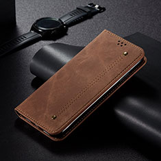 Custodia Portafoglio In stoffa con Supporto B02S per Xiaomi Mi Note 10 Lite Marrone