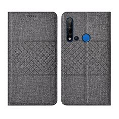 Custodia Portafoglio In stoffa con Supporto H01 per Huawei P20 Lite (2019) Grigio