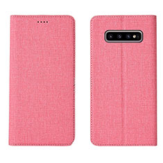 Custodia Portafoglio In stoffa con Supporto H01 per Samsung Galaxy S10 Plus Rosa